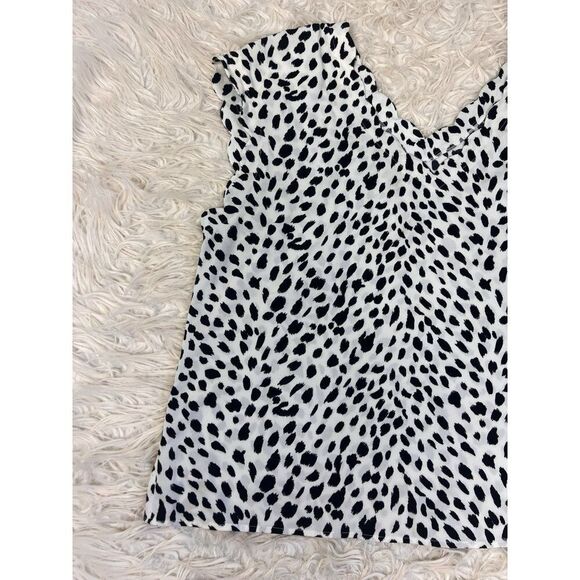 Express Black & White Polka Dot Print Womens Sleeveless Blouse V-neck Size XL - Picture 9 of 10